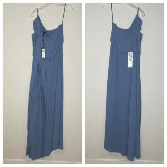 (78% OFF) NWT BCBG Maxazaria Joyce One Shoulder Ruffle Maxi Blue Dress M - Picture 3 of 7